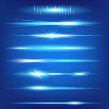 Parlak ışık efektlerinden oluşan yaratıcı bir konsept vektör kümesi siyah arka planda izole edilmiş kıvılcımlarla parlar. Resim tasarımı için, Noel kutlaması için pankart, sihirli ışık ışını