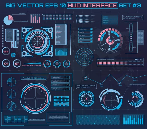 Futuro abstracto, concepto vector futurista azul interfaz gráfica virtual táctil HUD. Para web, sitio, aplicaciones móviles aisladas sobre fondo negro, techno, diseño en línea, negocio, gui, ui. — Archivo Imágenes Vectoriales