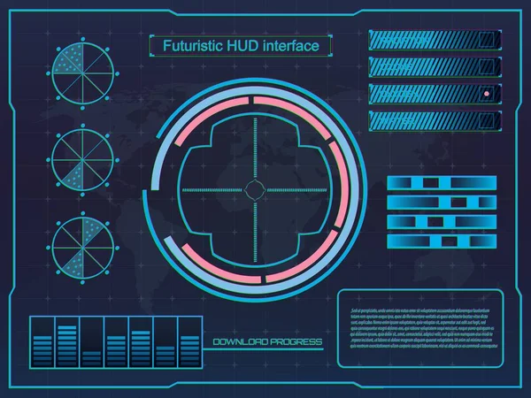 Résumé futur, concept vectoriel futuriste bleu interface utilisateur tactile graphique virtuelle HUD. Pour web, site, applications mobiles isolées sur fond noir, techno, design en ligne, entreprise, gui, ui. — Image vectorielle