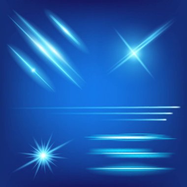 Parlak ışık efektlerinden oluşan yaratıcı bir konsept vektör kümesi siyah arka planda izole edilmiş kıvılcımlarla parlar. Resim tasarımı için, Noel kutlaması için pankart, sihirli ışık ışını