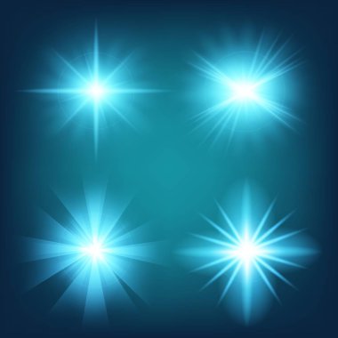 Parlak ışık efektlerinden oluşan yaratıcı bir konsept vektör kümesi siyah arka planda izole edilmiş kıvılcımlarla parlar. Resim tasarımı için, Noel kutlaması için pankart, sihirli ışık ışını