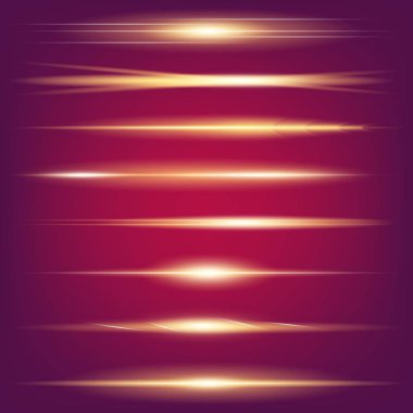 Parlak ışık efektlerinden oluşan yaratıcı bir konsept vektör kümesi siyah arka planda izole edilmiş kıvılcımlarla parlar. Resim tasarımı için, Noel kutlaması için pankart, sihirli ışık ışını