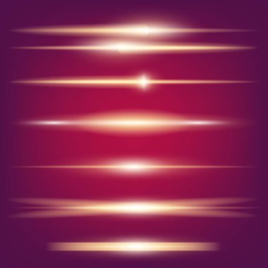 Parlak ışık efektlerinden oluşan yaratıcı bir konsept vektör kümesi siyah arka planda izole edilmiş kıvılcımlarla parlar. Resim tasarımı için, Noel kutlaması için pankart, sihirli ışık ışını