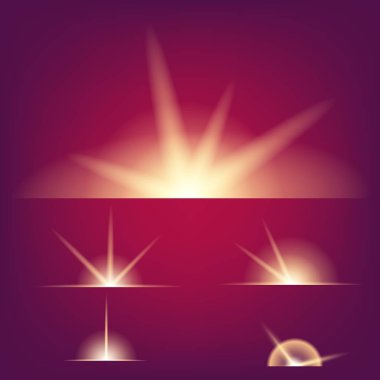 Parlak ışık efektlerinden oluşan yaratıcı bir konsept vektör kümesi siyah arka planda izole edilmiş kıvılcımlarla parlar. Resim tasarımı için, Noel kutlaması için pankart, sihirli ışık ışını