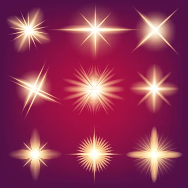 創造的なコンセプトベクトルセットの輝きの光の効果の星は、黒の背景に隔離された輝きでバースト。イラストテンプレートアートデザイン、クリスマスのためのバナー、魔法のフラッシュエネルギー線のために — ストックベクタ