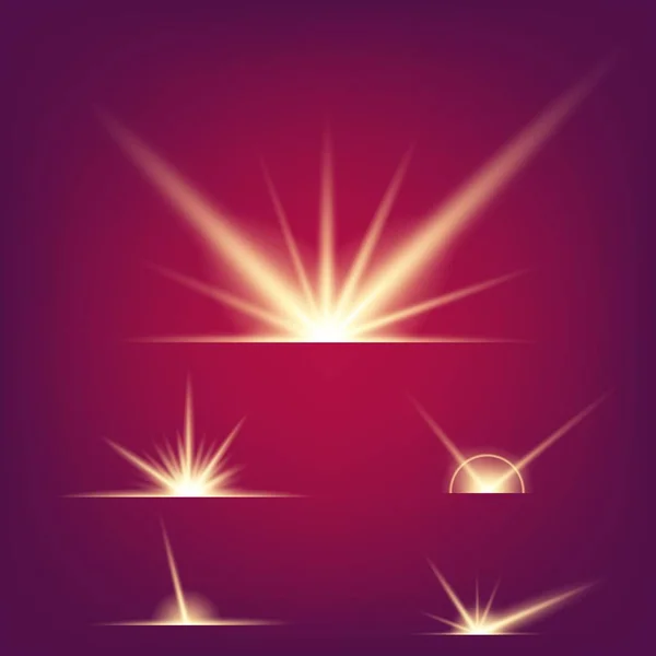 Concepto creativo Conjunto vectorial de estrellas con efecto de luz brillante estalla con destellos aislados sobre fondo negro. Para el diseño de arte de la plantilla de ilustración, banner para celebrar la Navidad, rayo mágico de energía flash — Vector de stock