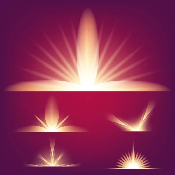 Concepto creativo Conjunto vectorial de estrellas con efecto de luz brillante estalla con destellos aislados sobre fondo negro. Para el diseño de arte de la plantilla de ilustración, banner para celebrar la Navidad, rayo mágico de energía flash — Archivo Imágenes Vectoriales