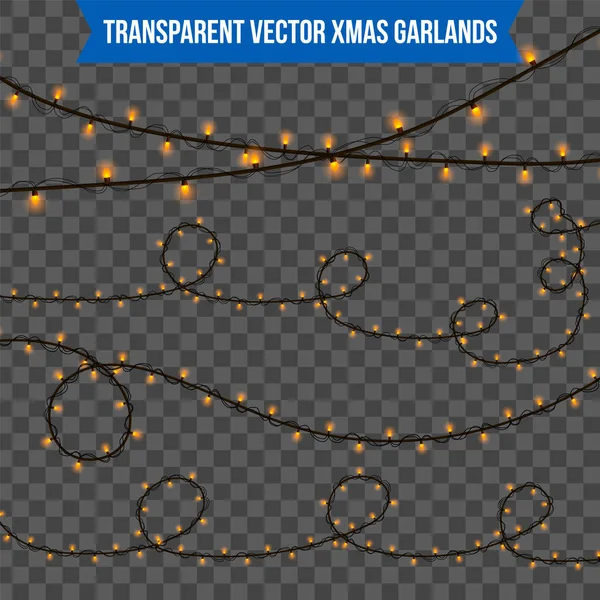Абстрактні творчих Різдво Гарланд світло ізольовані на фоні. шаблон. Векторні ілюстрації кліпарт мистецтво для Xmas свято прикраси. Елемент дизайну концепцію-ідея. Реалістичний світяться лампа. — стоковий вектор