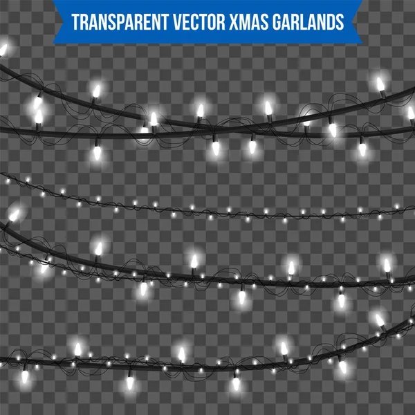 Abstrakte kreative Weihnachtsgirlanden Licht isoliert auf dem Hintergrund. Vorlage. Vektor Illustration Cliparts Art für Weihnachtsdekoration. Konzeptidee Gestaltungselement. realistische Glühbirne. Glühen — Stockvektor