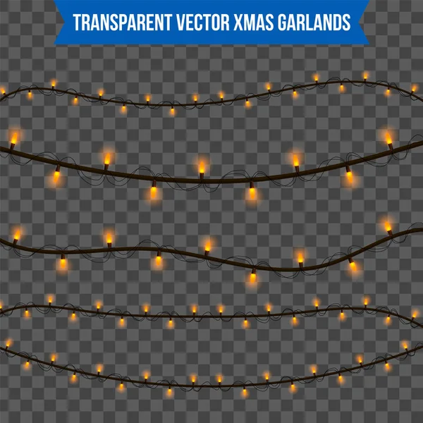 Abstrato criativo natal guirlanda luz isolada no fundo. modelo. Arte clipart ilustração vetorial para decoração de férias de Natal. Concepção elemento de design ideia. Lâmpada luminosa realista. Brilho — Vetor de Stock