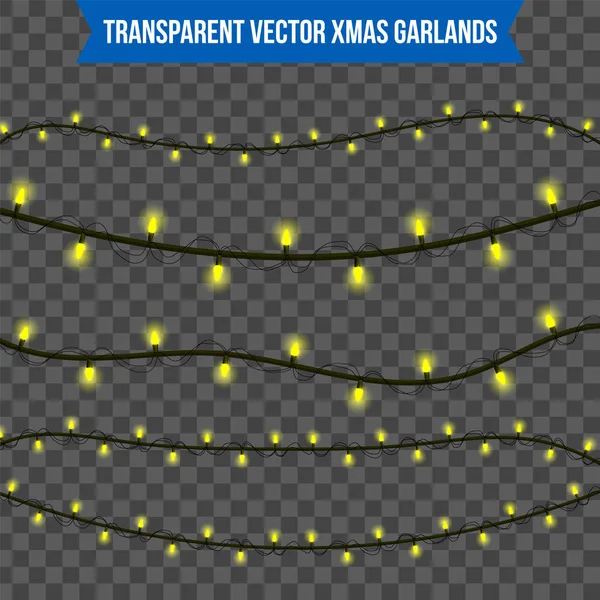 Abstrato criativo natal guirlanda luz isolada no fundo. modelo. Arte clipart ilustração vetorial para decoração de férias de Natal. Concepção elemento de design ideia. Lâmpada luminosa realista. Brilho — Vetor de Stock