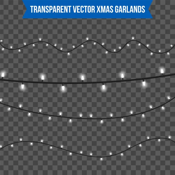 Abstrato criativo natal guirlanda luz isolada no fundo. modelo. Arte clipart ilustração vetorial para decoração de férias de Natal. Concepção elemento de design ideia. Lâmpada luminosa realista. Brilho — Vetor de Stock