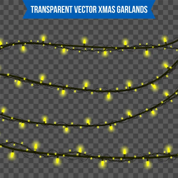 Abstrato criativo natal guirlanda luz isolada no fundo. modelo. Arte clipart ilustração vetorial para decoração de férias de Natal. Concepção elemento de design ideia. Lâmpada luminosa realista. Brilho — Vetor de Stock