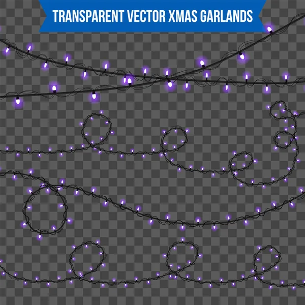 Abstrakte kreative Weihnachtsgirlanden Licht isoliert auf dem Hintergrund. Vorlage. Vektor Illustration Cliparts Art für Weihnachtsdekoration. Konzeptidee Gestaltungselement. realistische Glühbirne. Glühen — Stockvektor