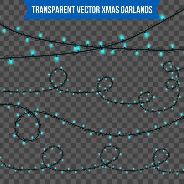 Abstrakte kreative Weihnachtsgirlanden Licht isoliert auf dem Hintergrund. Vorlage. Vektor Illustration Cliparts Art für Weihnachtsdekoration. Konzeptidee Gestaltungselement. realistische Glühbirne. Glühen — Stockvektor