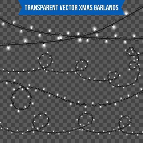 Abstrakte kreative Weihnachtsgirlanden Licht isoliert auf dem Hintergrund. Vorlage. Vektor Illustration Cliparts Art für Weihnachtsdekoration. Konzeptidee Gestaltungselement. realistische Glühbirne. Glühen — Stockvektor