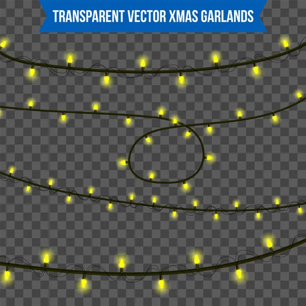 Abstrato criativo natal guirlanda luz isolada no fundo. modelo. Arte clipart ilustração vetorial para decoração de férias de Natal. Concepção elemento de design ideia. Lâmpada luminosa realista. Brilho — Vetor de Stock