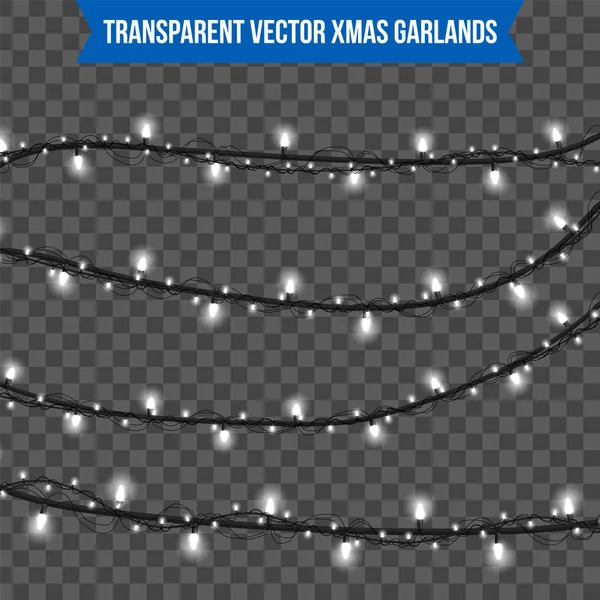 Abstrakte kreative Weihnachtsgirlanden Licht isoliert auf dem Hintergrund. Vorlage. Vektor Illustration Cliparts Art für Weihnachtsdekoration. Konzeptidee Gestaltungselement. realistische Glühbirne. Glühen — Stockvektor