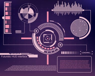 Soyut gelecek, konsept vektör fütüristik mavi sanal grafik dokunmatik arayüzü HUD. Web, site, mobil uygulamalar için siyah arkaplan, tekno, çevrimiçi tasarım, iş, gui, ui.