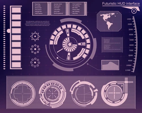 Futuro abstracto, concepto vector futurista azul interfaz gráfica virtual táctil HUD. Para web, sitio, aplicaciones móviles aisladas sobre fondo negro, techno, diseño en línea, negocio, gui, ui. — Archivo Imágenes Vectoriales