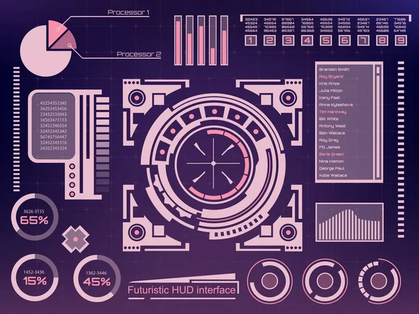 Futuro abstrato, conceito vetor futurista azul virtual gráfico toque interface de usuário HUD. Para web, site, aplicativos móveis isolados em fundo preto, techno, design on-line, negócios, gui, ui. — Vetor de Stock