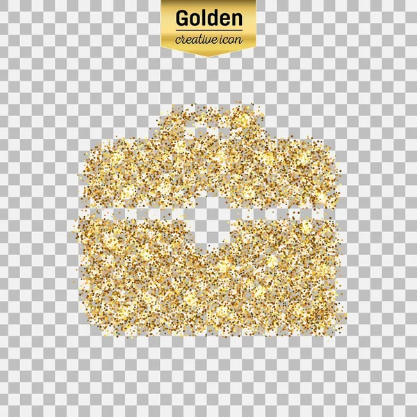 Gouden glitter vector icoon van werkmap geïsoleerd op de achtergrond. Kunst creatief concept illustratie voor het web, gloeien lichte confetti, heldere pailletten, sparkle klatergoud, abstracte bling, shimmer stof, folie. — Stockvector