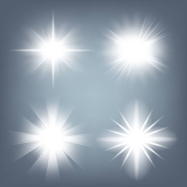 Parlak ışık efektlerinden oluşan yaratıcı bir konsept vektör kümesi siyah arka planda izole edilmiş kıvılcımlarla parlar. Resim tasarımı için, Noel kutlaması için pankart, sihirli ışık ışını