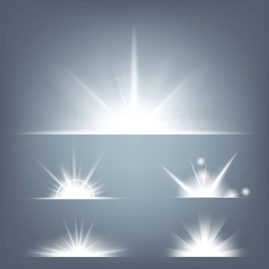 Parlak ışık efektlerinden oluşan yaratıcı bir konsept vektör kümesi siyah arka planda izole edilmiş kıvılcımlarla parlar. Resim tasarımı için, Noel kutlaması için pankart, sihirli ışık ışını