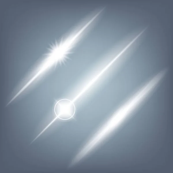 Concept créatif Ensemble vectoriel d'étoiles à effet de lumière brillante éclate avec des étincelles isolées sur fond noir. Pour la conception d'art de modèle d'illustration, bannière pour Noël célèbrent, rayon d'énergie flash magique — Image vectorielle