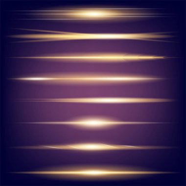 Parlak ışık efektlerinden oluşan yaratıcı bir konsept vektör kümesi siyah arka planda izole edilmiş kıvılcımlarla parlar. Resim tasarımı için, Noel kutlaması için pankart, sihirli ışık ışını