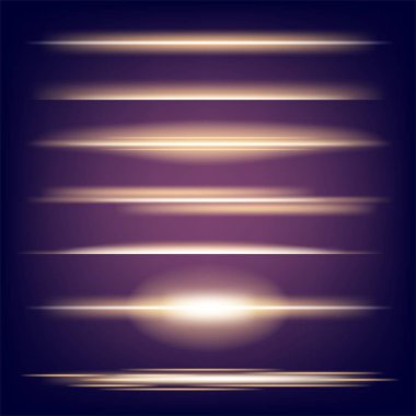 Parlak ışık efektlerinden oluşan yaratıcı bir konsept vektör kümesi siyah arka planda izole edilmiş kıvılcımlarla parlar. Resim tasarımı için, Noel kutlaması için pankart, sihirli ışık ışını