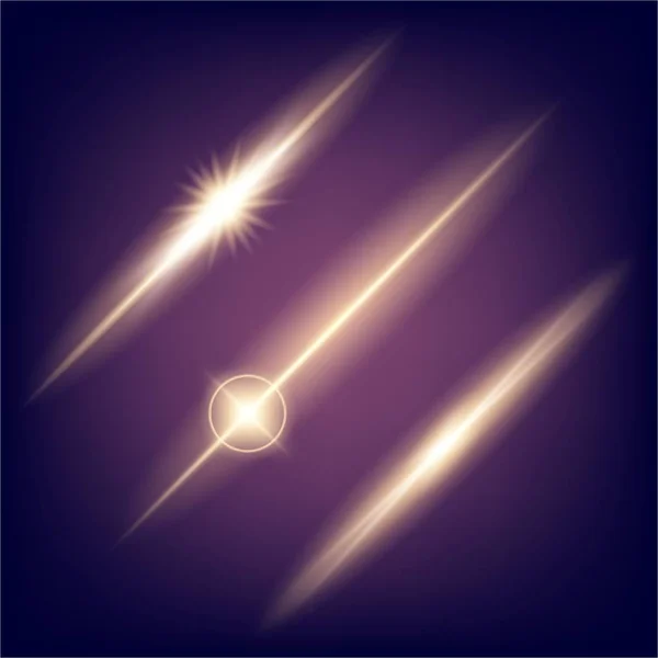 Concepto creativo Conjunto vectorial de estrellas con efecto de luz brillante estalla con destellos aislados sobre fondo negro. Para el diseño de arte de la plantilla de ilustración, banner para celebrar la Navidad, rayo mágico de energía flash — Vector de stock