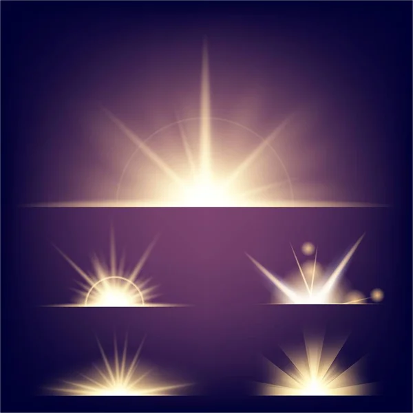 Tvůrčí koncept Vektorová sada zářivých světelných efektů hvězdy praskne jiskrami izolovanými na černém pozadí. Pro ilustraci šablony výtvarného designu, banner na vánoční oslavu, magický blesk energie paprsek — Stockový vektor