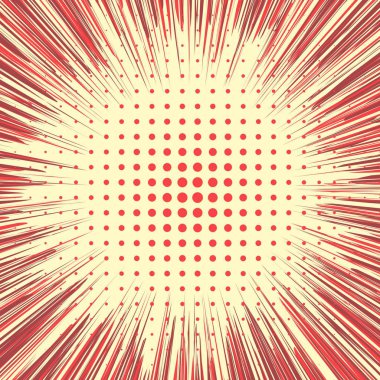 Yaratıcı soyut kavram vektör çizgi roman pop sanat tarzı boş düzeni şablonu bulutlar kiriş ve arka plan üzerinde izole nokta şekli ile. Satışı büyük başlığı, boş kabarcık, illüstrasyon çizgi roman tasarım için