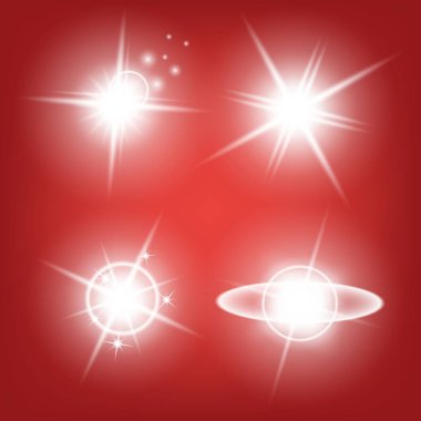 Parlak ışık efektlerinden oluşan yaratıcı bir konsept vektör kümesi siyah arka planda izole edilmiş kıvılcımlarla parlar. Resim tasarımı için, Noel kutlaması için pankart, sihirli ışık ışını