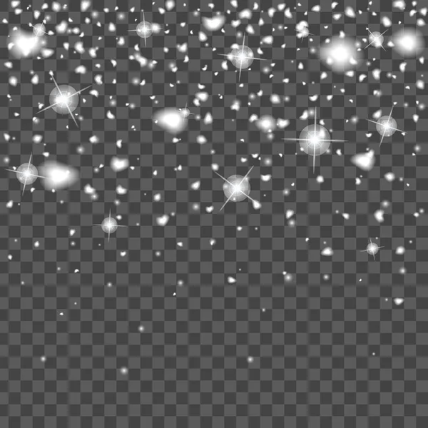 Navidad creativa abstracta cayendo nieve aislada en el fondo. Ilustración vectorial clipart art para la decoración navideña de Navidad. Concepto idea elemento de diseño. Copo de nieve realista. Invierno efecto escarcha — Archivo Imágenes Vectoriales