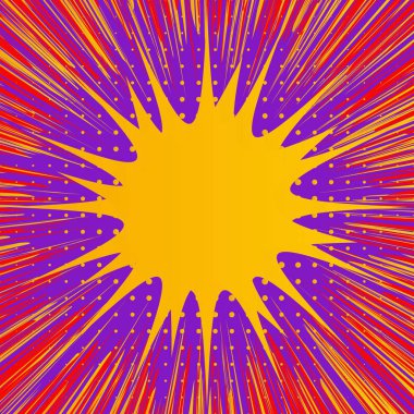 Soyut yaratıcı kavramı vektör komik pop sanat tarzı boş, düzeni şablonu bulutlar kiriş ve arka plan üzerinde izole nokta şekli ile. Satışı büyük başlığı, boş kabarcık, illüstrasyon noktalı resim kitap tasarımı için