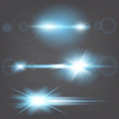 Parlak ışık efektlerinden oluşan yaratıcı bir konsept vektör kümesi siyah arka planda izole edilmiş kıvılcımlarla parlar. Resim tasarımı için, Noel kutlaması için pankart, sihirli ışık ışını.