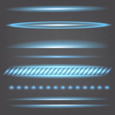 Parlak ışık efektlerinden oluşan yaratıcı bir konsept vektör kümesi siyah arka planda izole edilmiş kıvılcımlarla parlar. Resim tasarımı için, Noel kutlaması için pankart, sihirli ışık ışını.