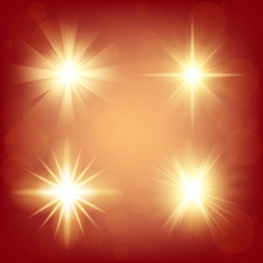 Parlak ışık efektlerinden oluşan yaratıcı bir konsept vektör kümesi siyah arka planda izole edilmiş kıvılcımlarla parlar. Resim tasarımı için, Noel kutlaması için pankart, sihirli ışık ışını.