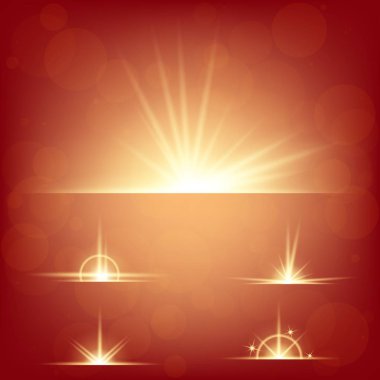 Parlak ışık efektlerinden oluşan yaratıcı bir konsept vektör kümesi siyah arka planda izole edilmiş kıvılcımlarla parlar. Resim tasarımı için, Noel kutlaması için pankart, sihirli ışık ışını.