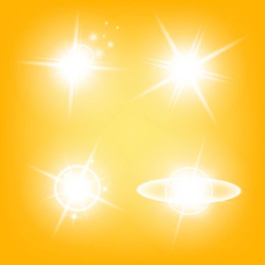 Parlak ışık efektlerinden oluşan yaratıcı bir konsept vektör kümesi siyah arka planda izole edilmiş kıvılcımlarla parlar. Resim tasarımı için, Noel kutlaması için pankart, sihirli ışık ışını.