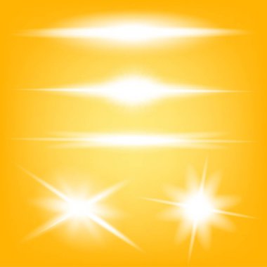 Parlak ışık efektlerinden oluşan yaratıcı bir konsept vektör kümesi siyah arka planda izole edilmiş kıvılcımlarla parlar. Resim tasarımı için, Noel kutlaması için pankart, sihirli ışık ışını.