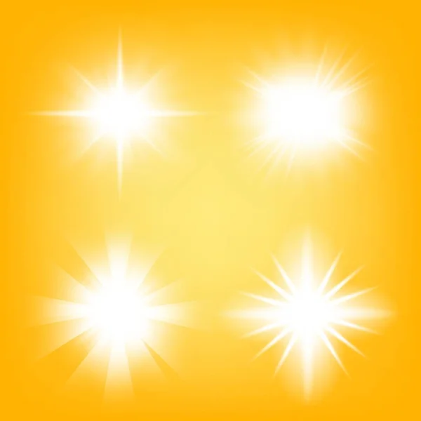 Conceito criativo Conjunto vetorial de estrelas de efeito de luz brilhante explode com faíscas isoladas em fundo preto. Para ilustração modelo arte design, banner para o Natal comemorar, raio de energia flash mágico. — Vetor de Stock