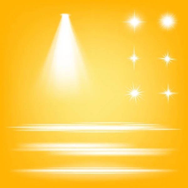 Concepto creativo Conjunto vectorial de estrellas con efecto de luz brillante estalla con destellos aislados sobre fondo negro. Para el diseño de arte de la plantilla de ilustración, banner para celebrar la Navidad, rayo mágico de energía flash. — Vector de stock