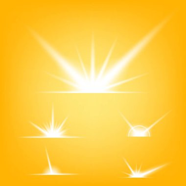 Parlak ışık efektlerinden oluşan yaratıcı bir konsept vektör kümesi siyah arka planda izole edilmiş kıvılcımlarla parlar. Resim tasarımı için, Noel kutlaması için pankart, sihirli ışık ışını.