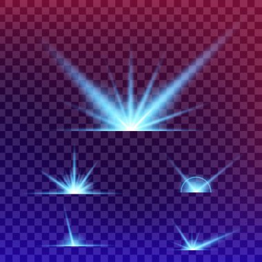 Parlak ışık efektlerinden oluşan yaratıcı bir konsept vektör kümesi siyah arka planda izole edilmiş kıvılcımlarla parlar. Resim tasarımı için, Noel kutlaması için pankart, sihirli ışık ışını.