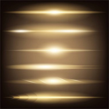 Parlak ışık efektlerinden oluşan yaratıcı bir konsept vektör kümesi siyah arka planda izole edilmiş kıvılcımlarla parlar. Resim tasarımı için, Noel kutlaması için pankart, sihirli ışık ışını.