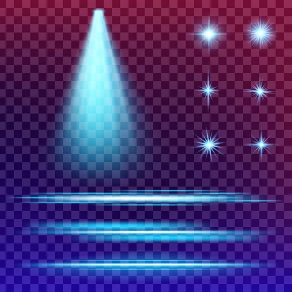 Concepto creativo Conjunto vectorial de estrellas con efecto de luz brillante estalla con destellos aislados sobre fondo negro. Para el diseño de arte de la plantilla de ilustración, banner para celebrar la Navidad, rayo mágico de energía flash. — Vector de stock