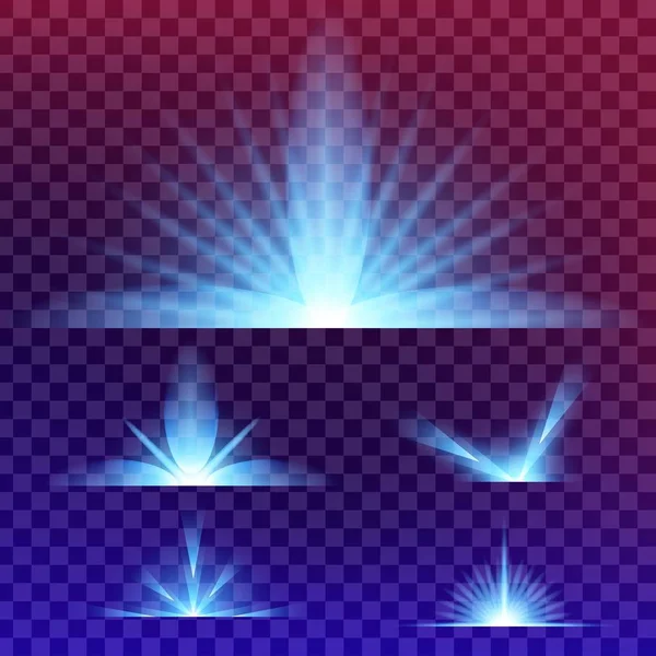 Concept créatif Ensemble vectoriel d'étoiles à effet de lumière brillante éclate avec des étincelles isolées sur fond noir. Pour la conception d'art de modèle d'illustration, bannière pour Noël célèbrent, rayon d'énergie flash magique. — Image vectorielle